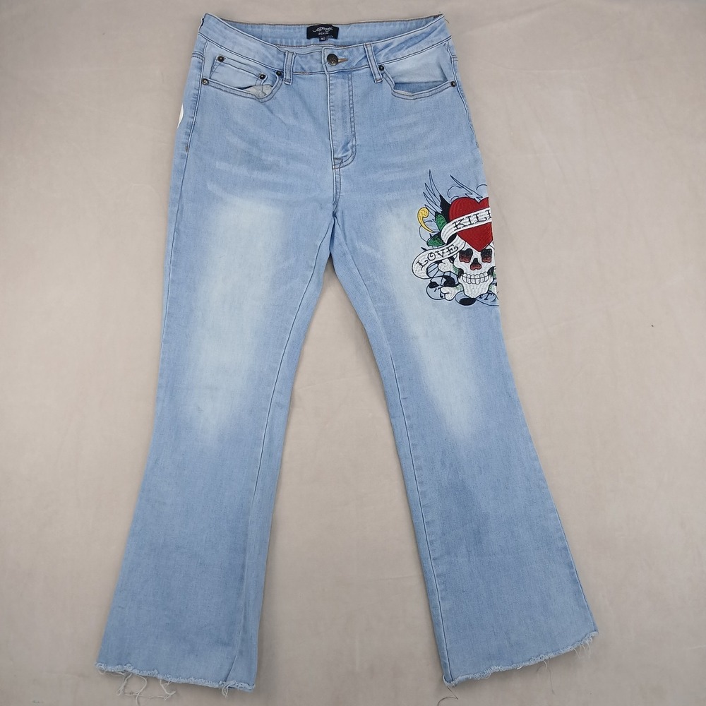 Ed Hardy 32x30 Mens Jeans Actual 30x30 Bell Bottom